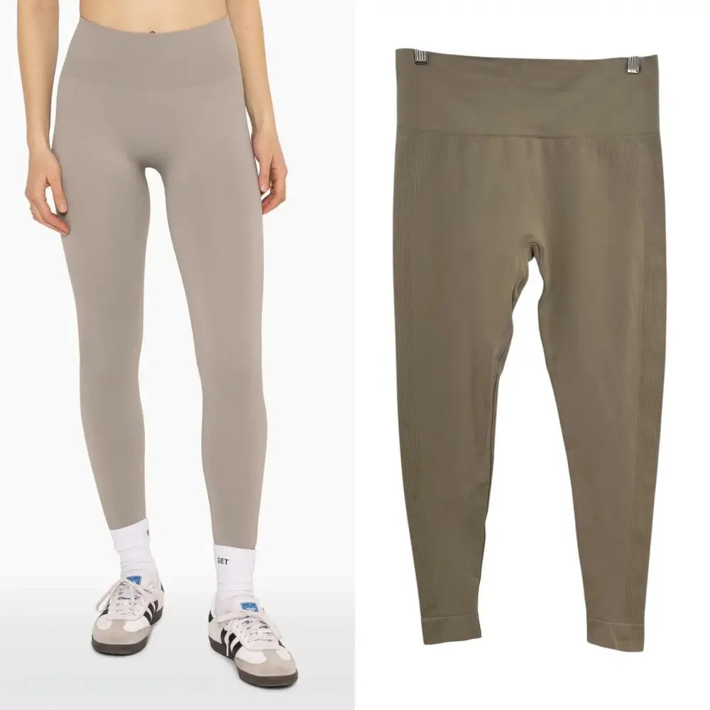 SET Active Sculptflex Seamless Leggings in Breeze Beige Tan Size XL